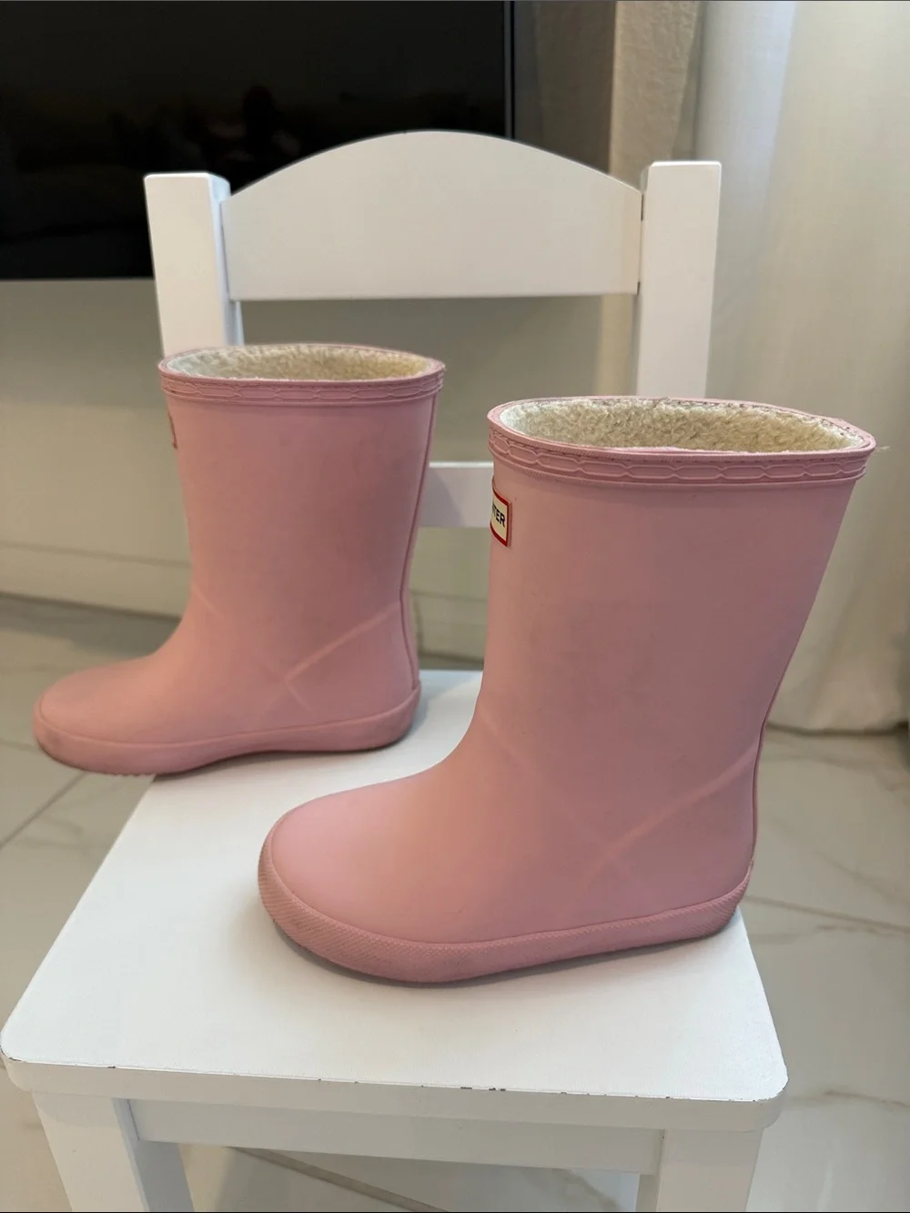 Hunter Light Pink Kids' Lined Rain Boots